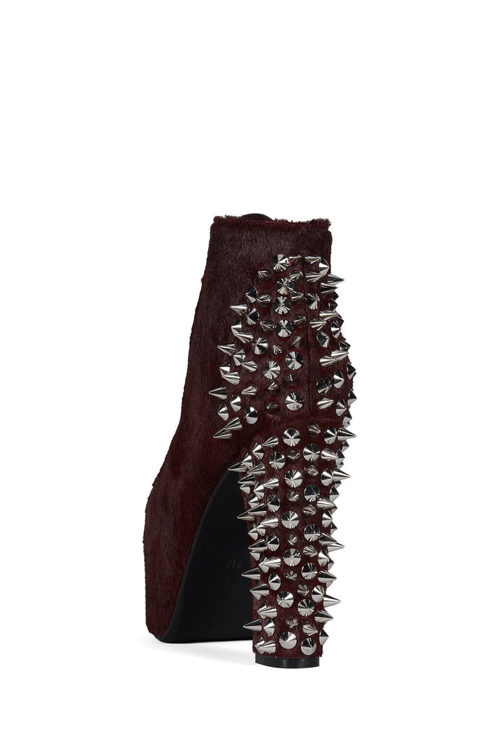 SPIKE-HLCP Platform Boot Wine Hair Silver