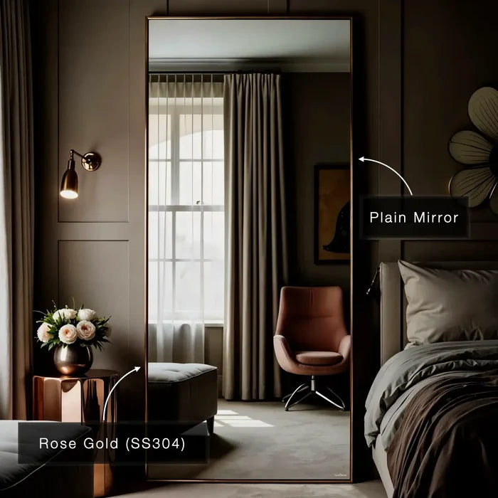 Stainless Steel Metal Frame Mirror | Buy Online India - Glazonoid