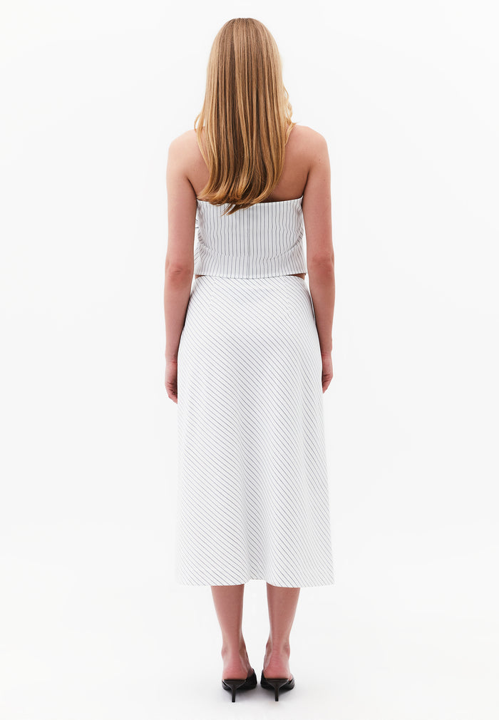 Striped A-Line Midi Skirt - STRIPE COMB