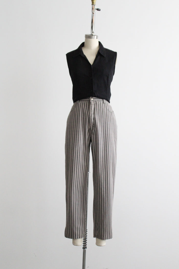 striped grayscale jeans