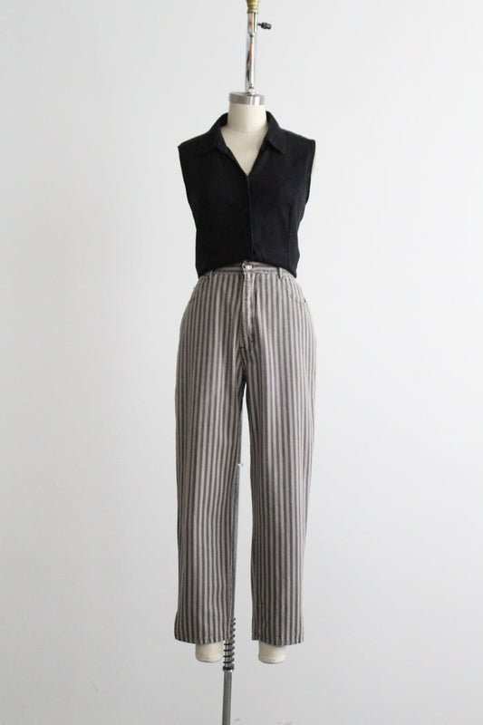 striped grayscale jeans