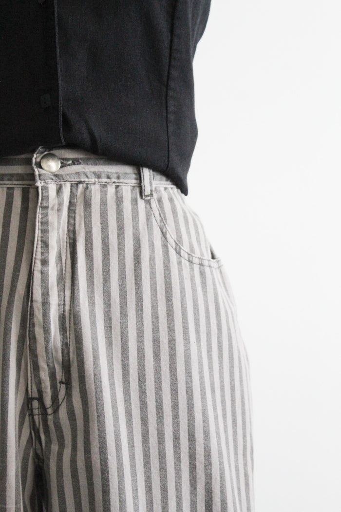 striped grayscale jeans