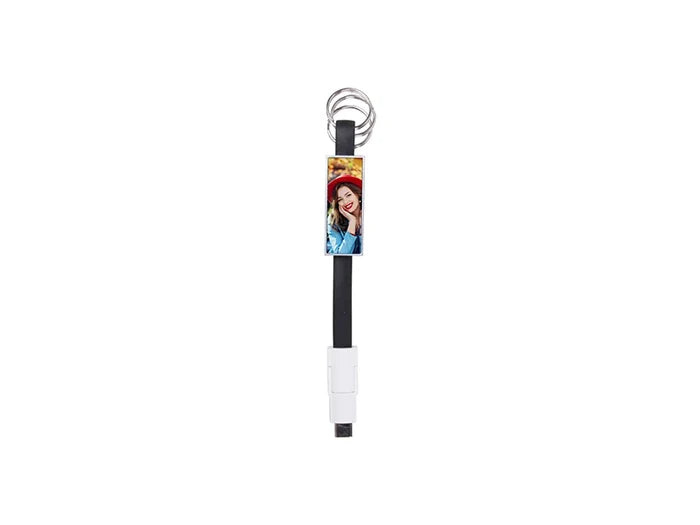 Sublimation Portable Data Cable Keychain (Large, Black)