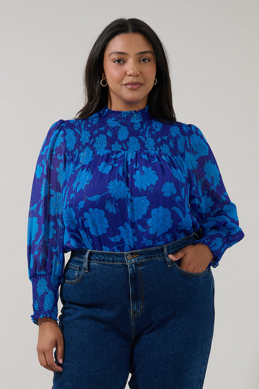 Sunnie Long Balloon Sleeve Top Midnight Curve