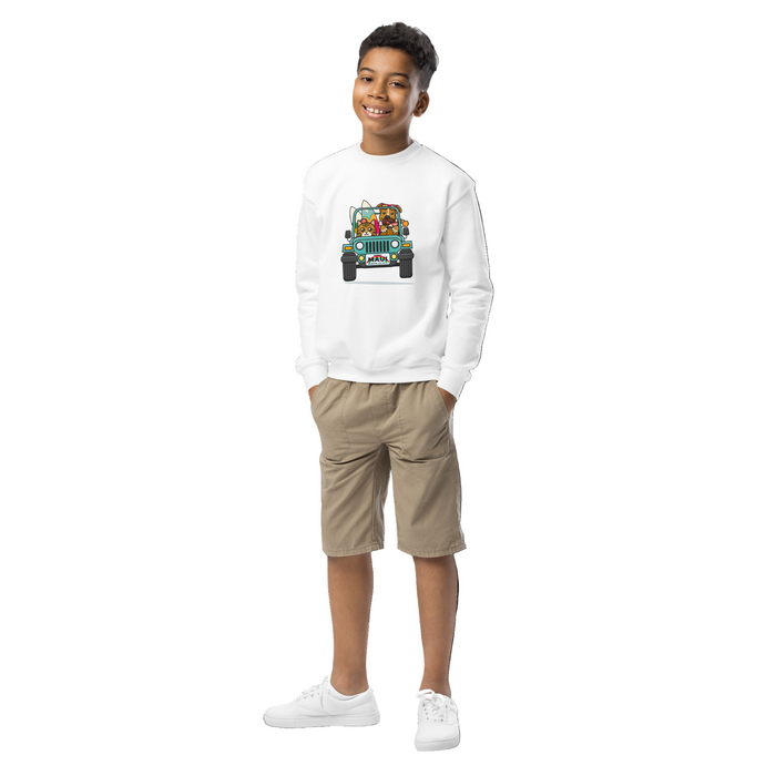 Surf's Up, Paws Out Youth Crewneck Sweatshirt