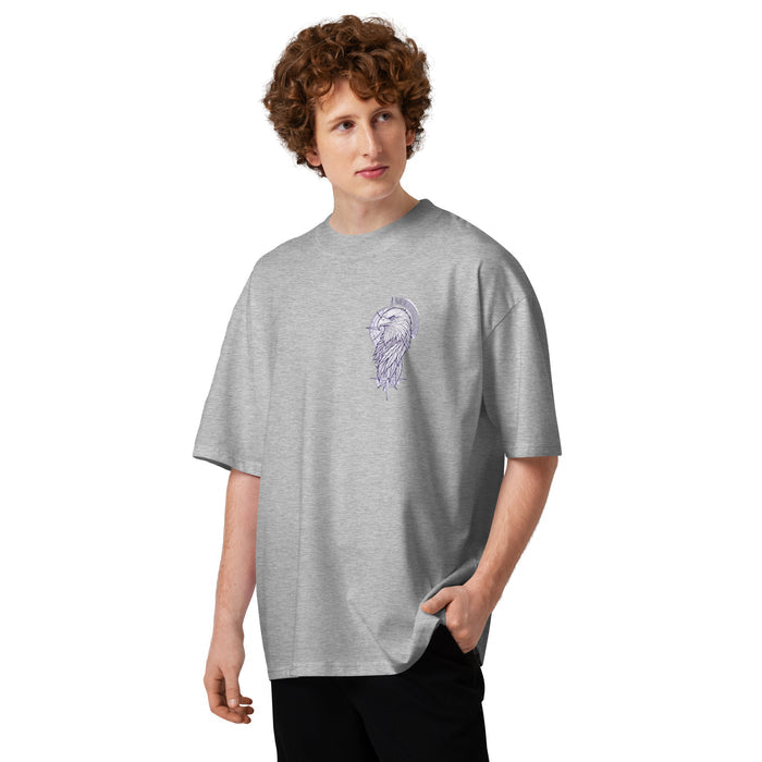 T-shirt col montant Freedom Eagles gris chiné face - tête d'aigle à la poitrine