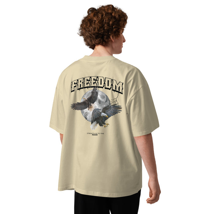 T-shirt col montant Freedom Eagles pierre dos - deux aigles et pleine lune Freedom