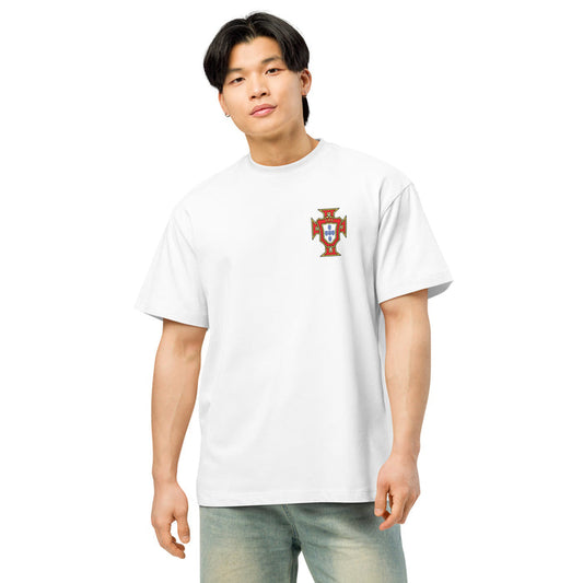 T-shirt oversize Cristiano Ronaldo Portugal blanc face - écusson football