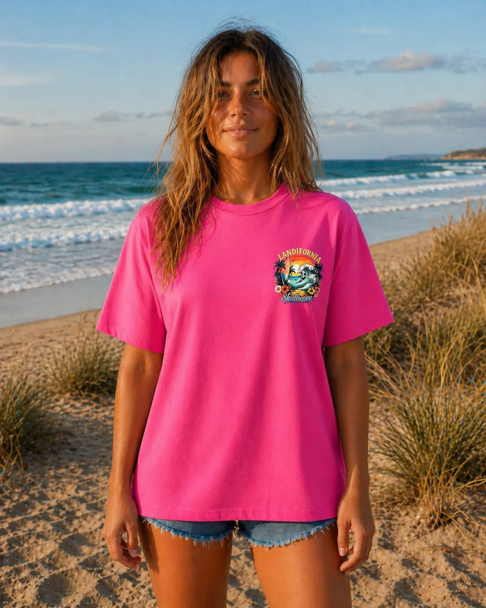 Skullwave Store T-shirt Oversize Femme T-shirt Femme Oversize Landifornia Rose | Skullwave Hossegor