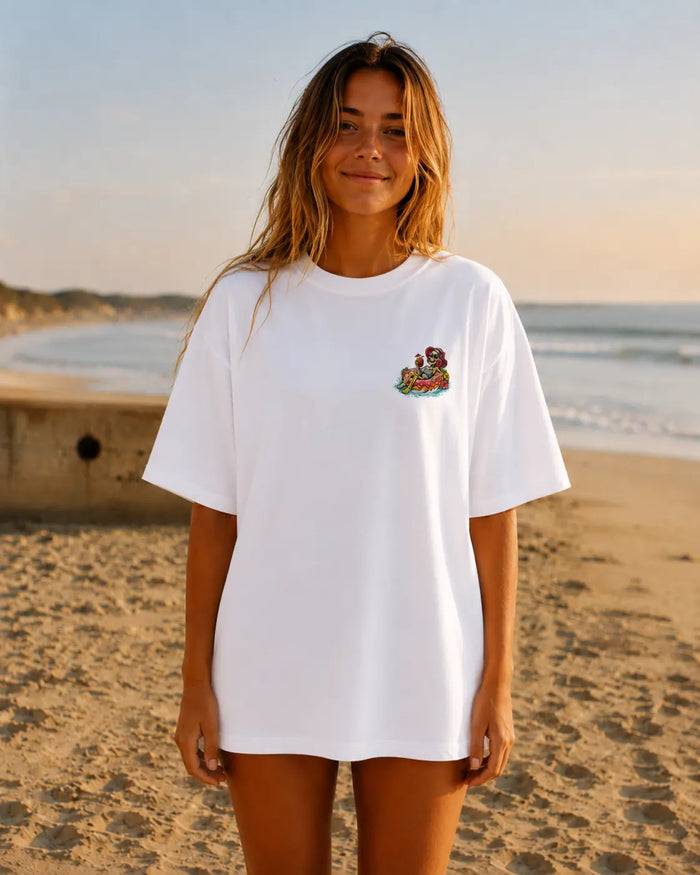 Skullwave Store T-shirt Oversize Femme T-shirt Femme Oversize Landifornia Tropical Blanc | Skullwave Hossegor
