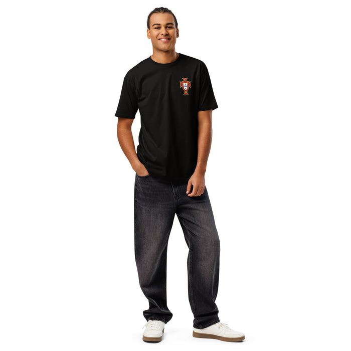 T-shirt premium Cristiano Ronaldo Portugal noir face - écusson