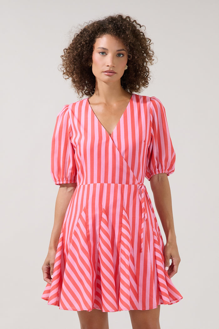 Tanner Wrap Stripe Mini Dress