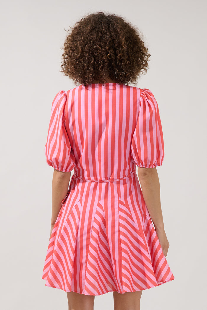 Tanner Wrap Stripe Mini Dress