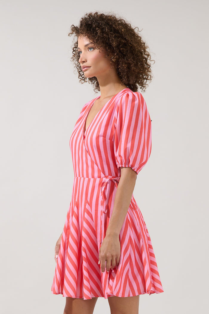 Tanner Wrap Stripe Mini Dress