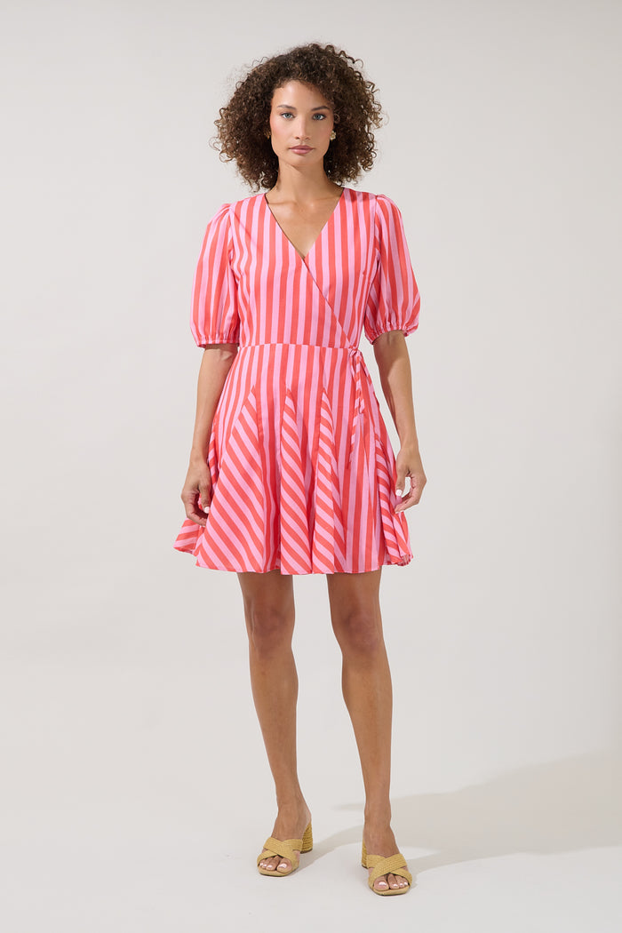 Tanner Wrap Stripe Mini Dress