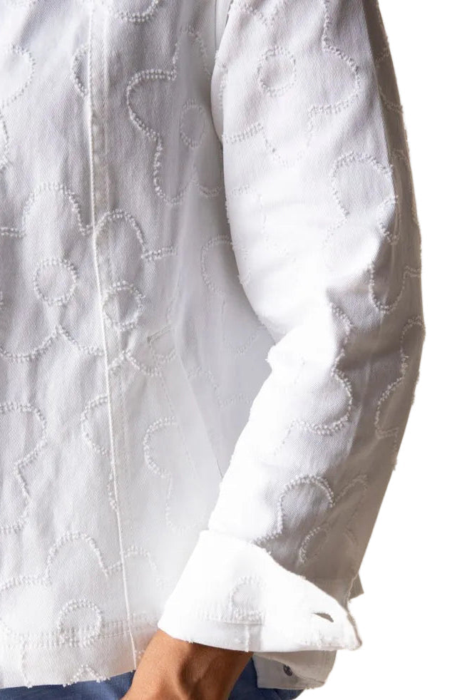 Textured Floral Jacket in White - 51210