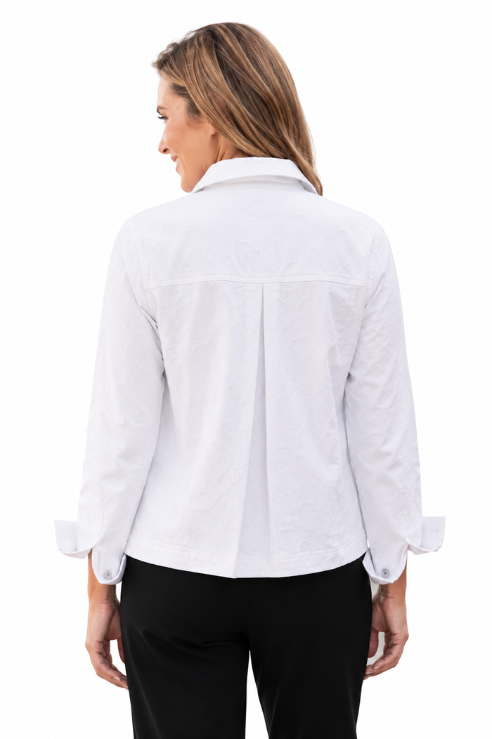 Textured Floral Jacket in White - 51210