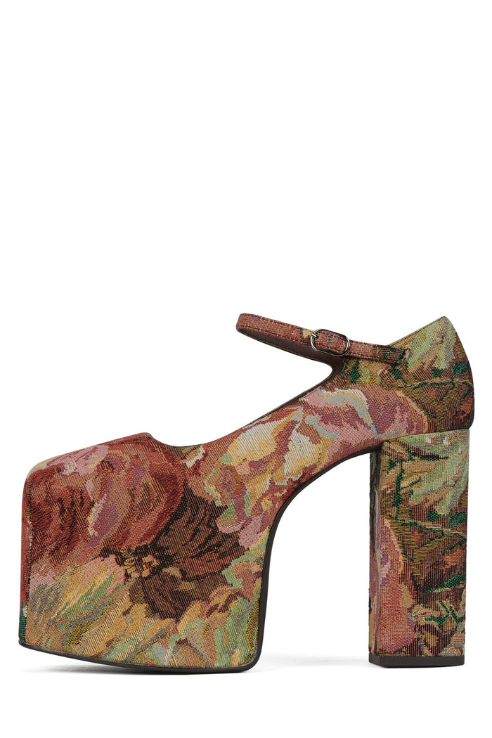 THE-TRUTH Jeffrey Campbell Platform Mary-Jane Red Multi Tapestry