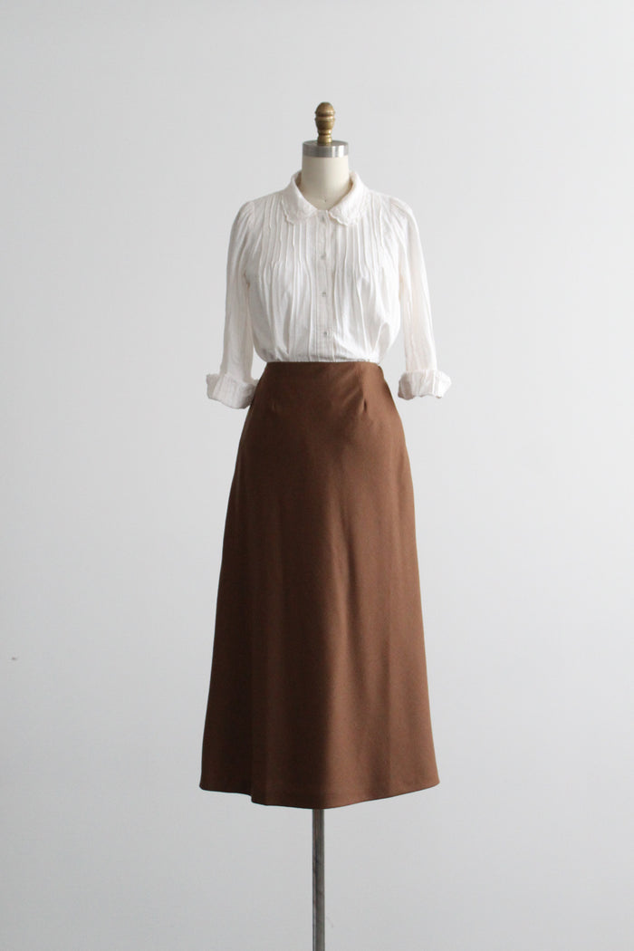 tobacco wool midi skirt