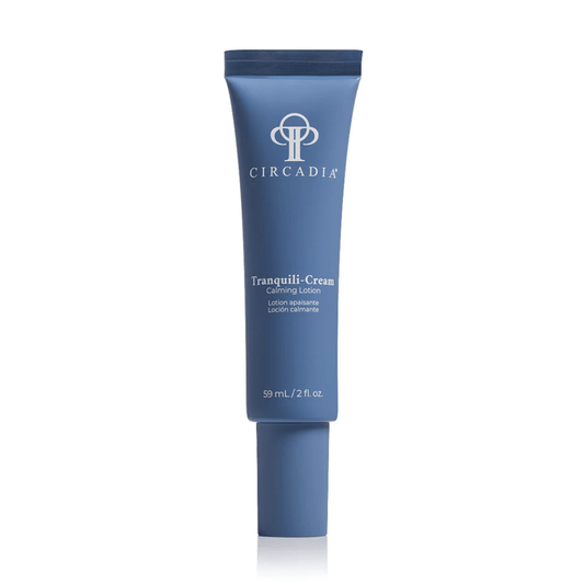 Tube of Tranquili-Cream | Circadia calming lotion in a sleek blue container, designed for soothing skincare and promoting wellness.