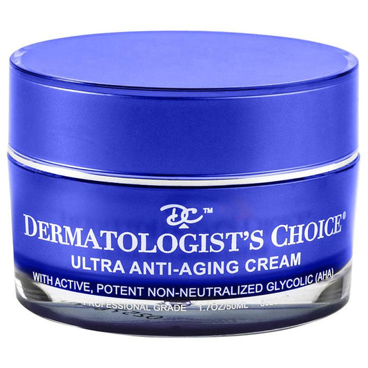 Blue jar of Ultra Anti-Aging Cream Mild Chem Peel | Dermatologist's Choice featuring professional-grade glycolic acid formula for advanced skincare and anti-aging benefits.