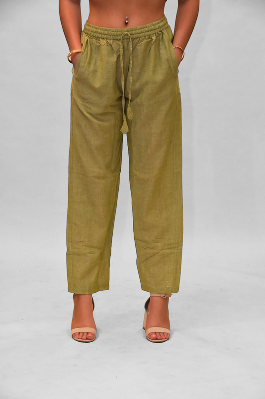 Unisex Cotton Sage Green  Straight  pants