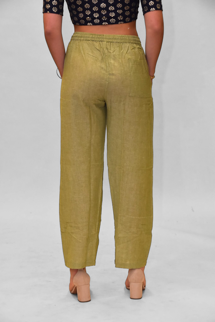 Unisex Cotton Sage Green  Straight  pants