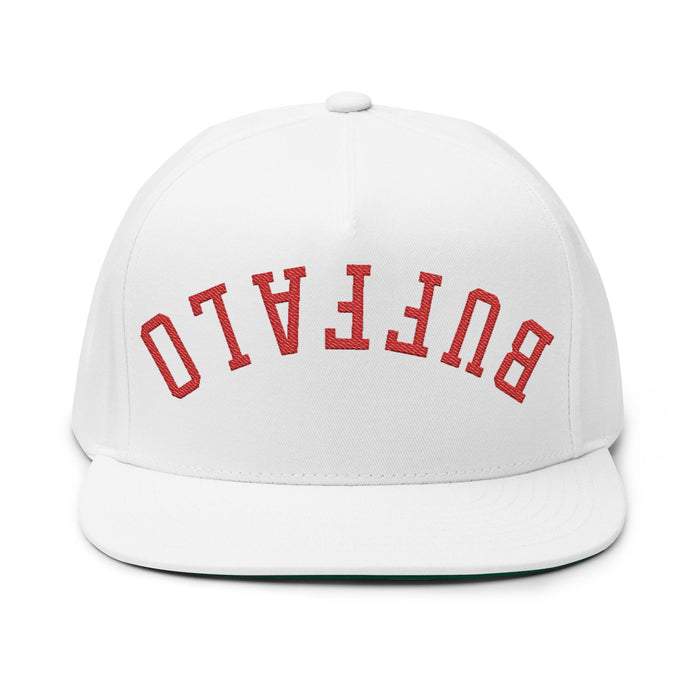 Upside Down Buffalo Football Flat Bill Snapback Hat – Embroidered Blue & Red Cap