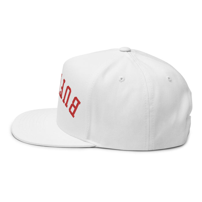 Upside Down Buffalo Football Flat Bill Snapback Hat – Embroidered Blue & Red Cap