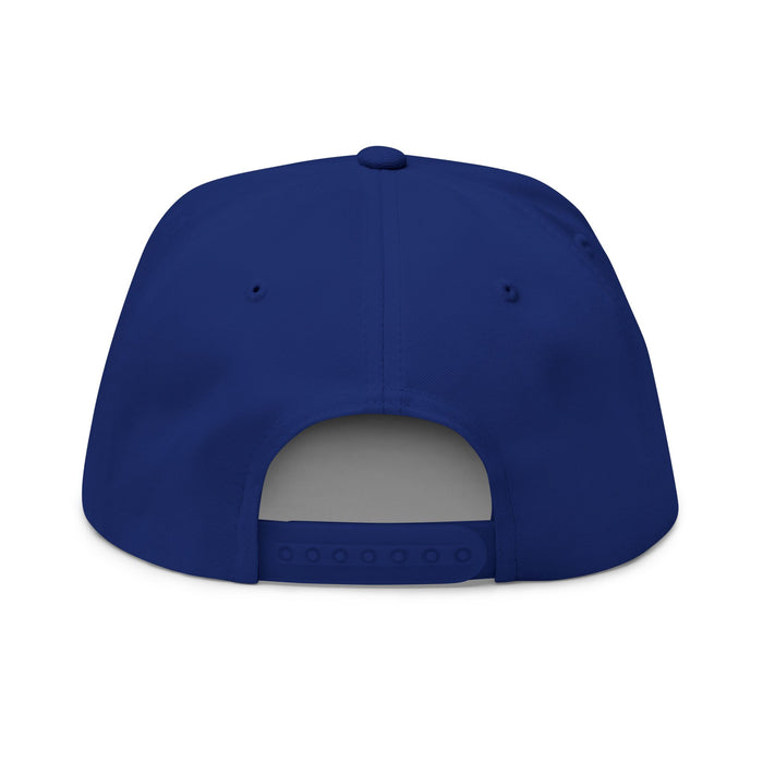 Upside Down Buffalo Hockey Flat Bill Snapback Hat – Blue & Gold Embroidered Cap