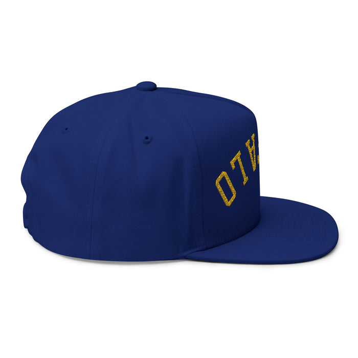 Upside Down Buffalo Hockey Flat Bill Snapback Hat – Blue & Gold Embroidered Cap
