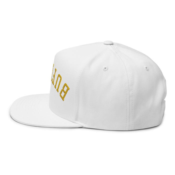 Upside Down Buffalo Hockey Flat Bill Snapback Hat – Blue & Gold Embroidered Cap