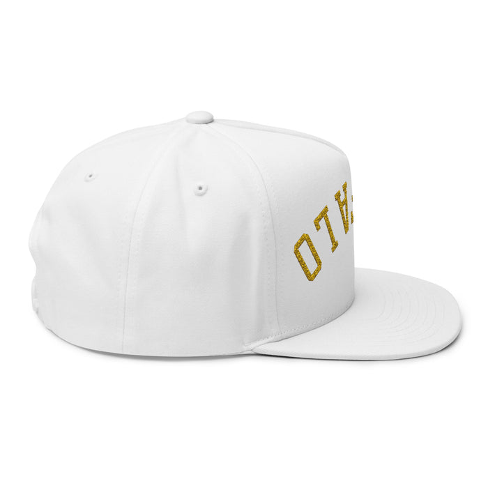 Upside Down Buffalo Hockey Flat Bill Snapback Hat – Blue & Gold Embroidered Cap