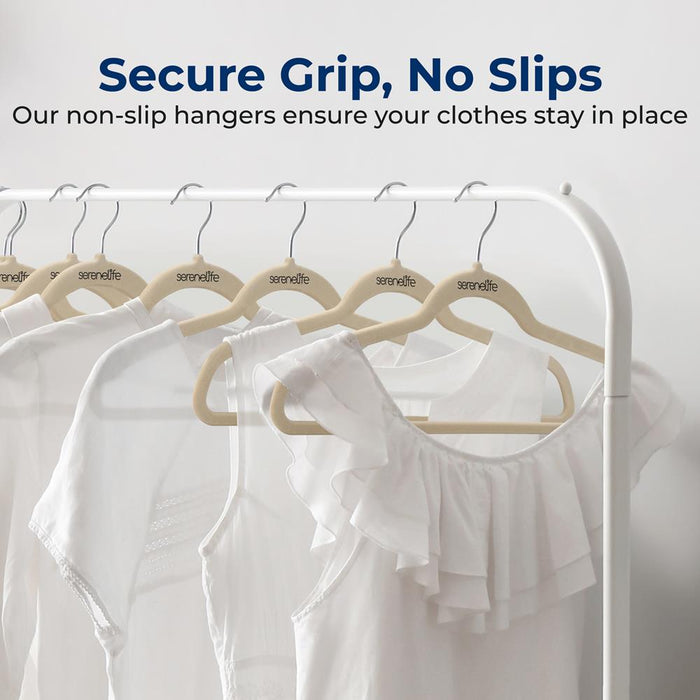 Velvet Hangers 50-Pack, Non-Slip, 360° Swivel Hook, Space-Saving, Ivory