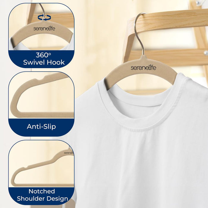Velvet Hangers 50-Pack, Non-Slip, 360° Swivel Hook, Space-Saving, Ivory