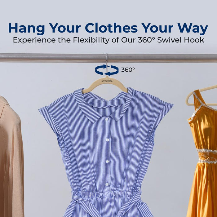 Velvet Hangers 50-Pack, Non-Slip, 360° Swivel Hook, Space-Saving, Ivory