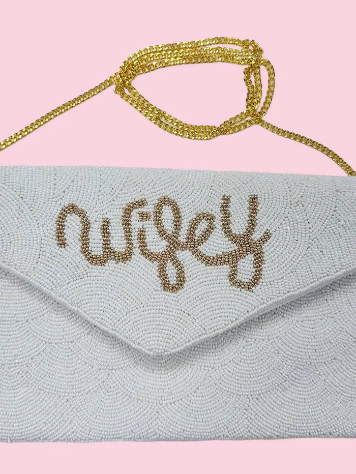 "Wifey" Beaded Envelope Clutch