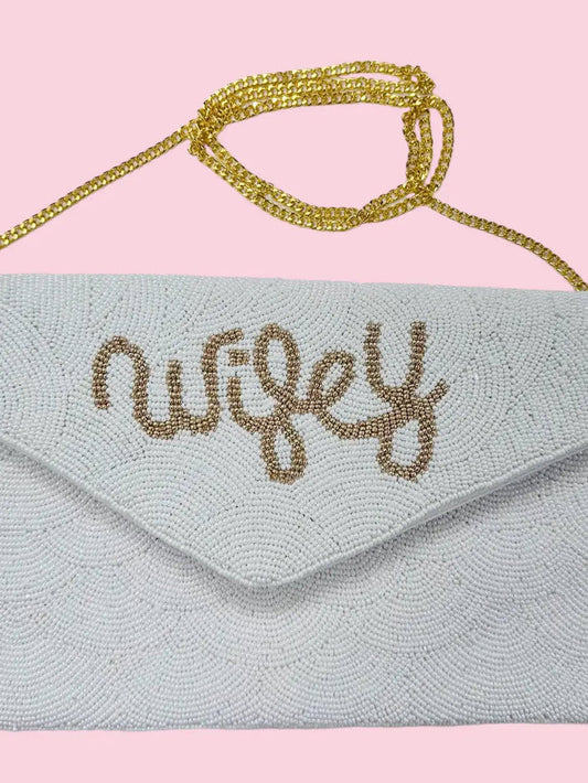 "Wifey" Beaded Envelope Clutch