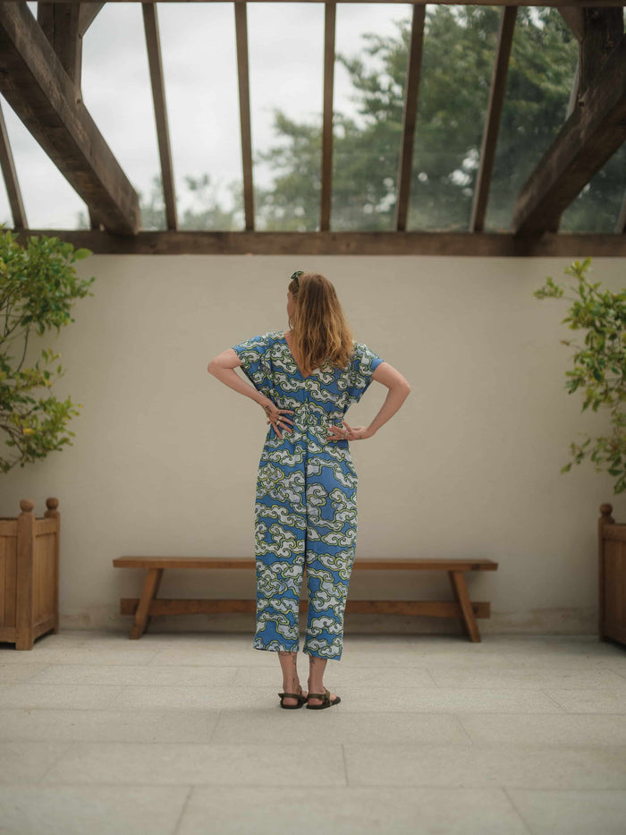 Wild Clouds Blue Clouds Loose Fit EcoVera and Linen Jumpsuit
