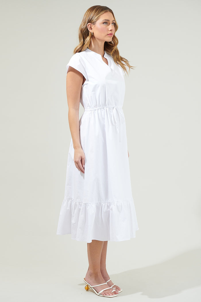 Willow Dust Split Neck Midi Dress