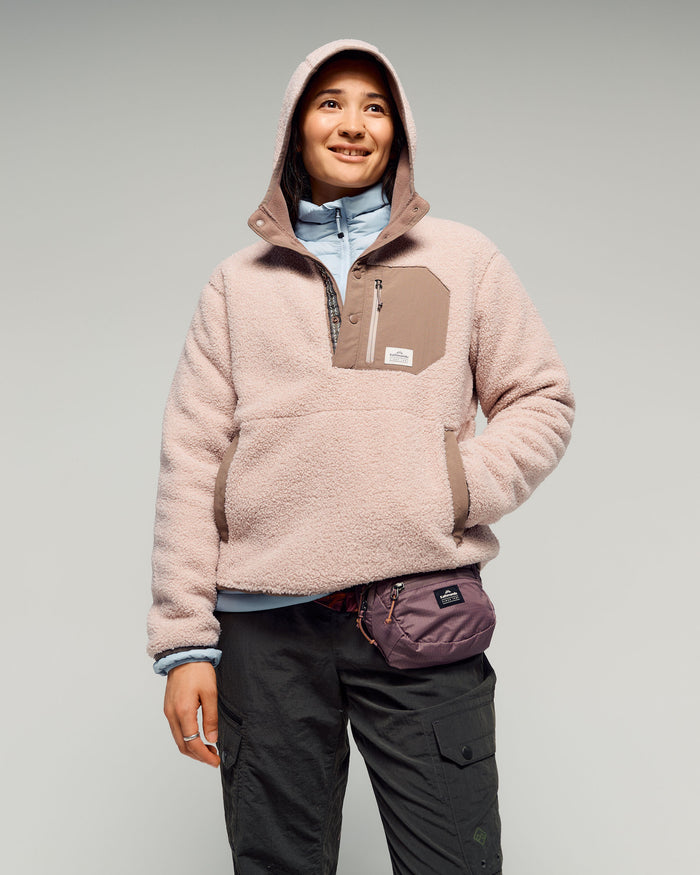 Women's Co-Z High Pile Hooded Pullover v2 -  Light Taupe