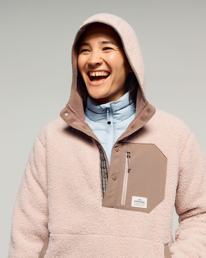 Women's Co-Z High Pile Hooded Pullover v2 -  Light Taupe