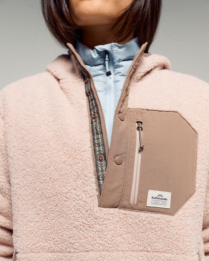 Women's Co-Z High Pile Hooded Pullover v2 -  Light Taupe
