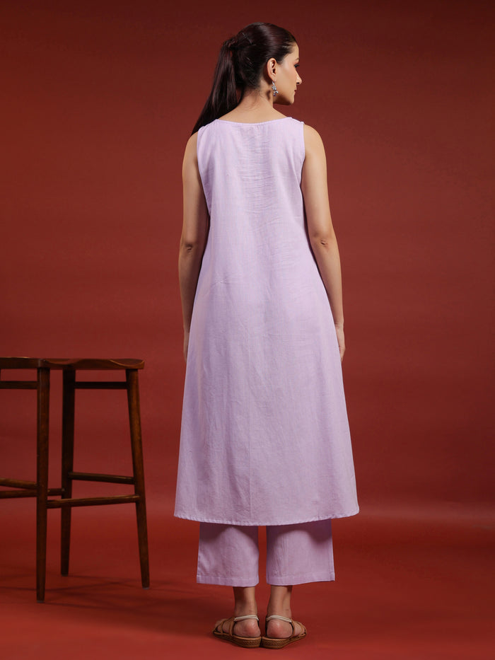 Women's Cotton Sleeveless Kurta with Trousers