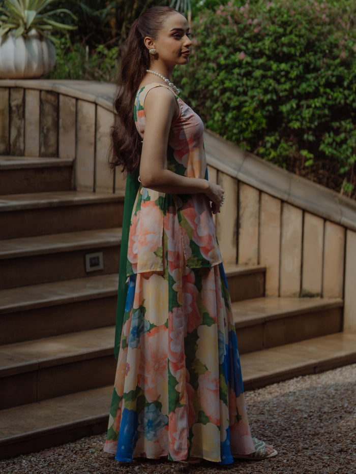 Women's Georgette kurta With Skirt And Dupatta
