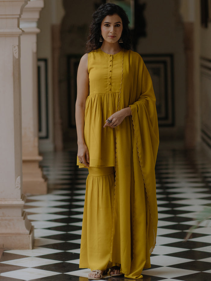 Women's Peplum Sharara Set with Dupatta