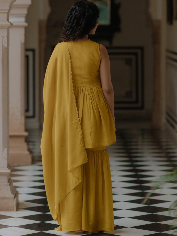 Women's Peplum Sharara Set with Dupatta