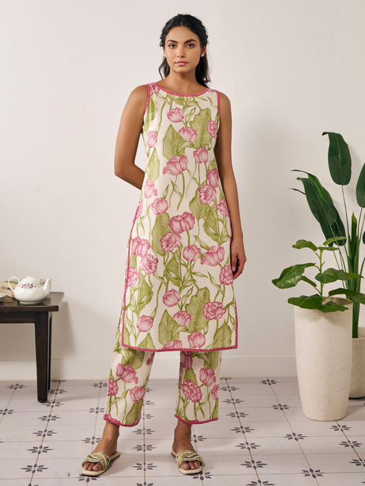 Women's Tropical Sleeveless Kurt Set