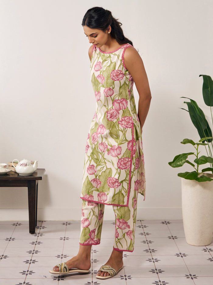 Women's Tropical Sleeveless Kurt Set