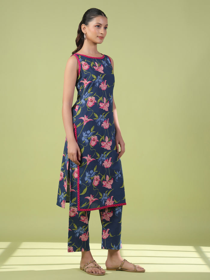 Women's Tropical Sleeveless Kurta Set